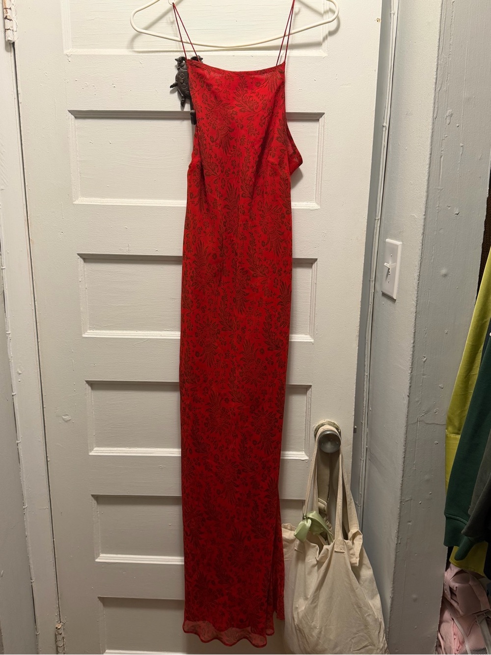 LOFT Red Floral Slip Maxi Dress